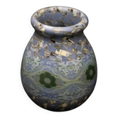Gerbino vase in mixed clay with blue hues - Vallauris Mid-Century
