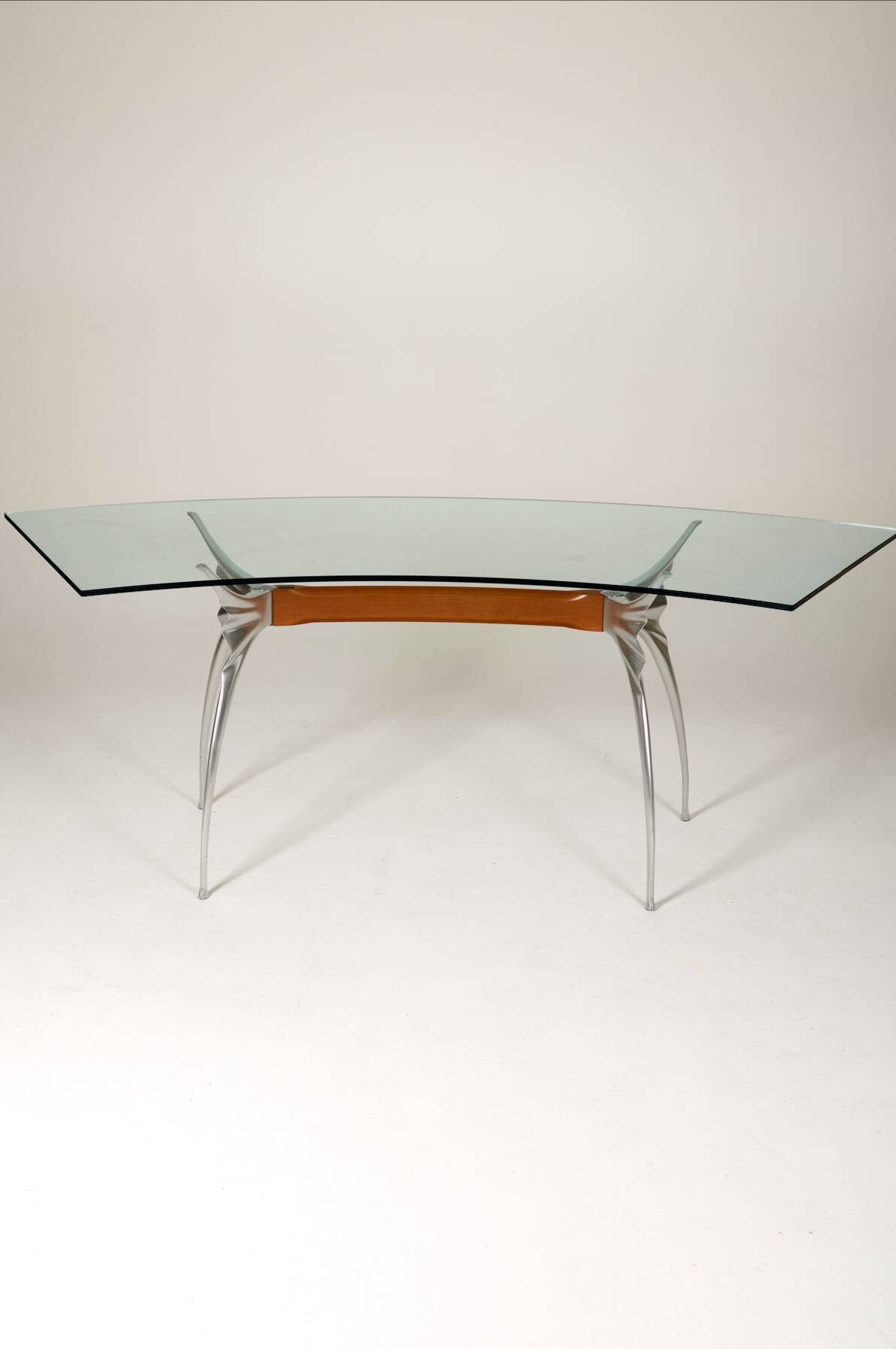 Bernard Dequet glass and aluminium desk for Protis, 1980s