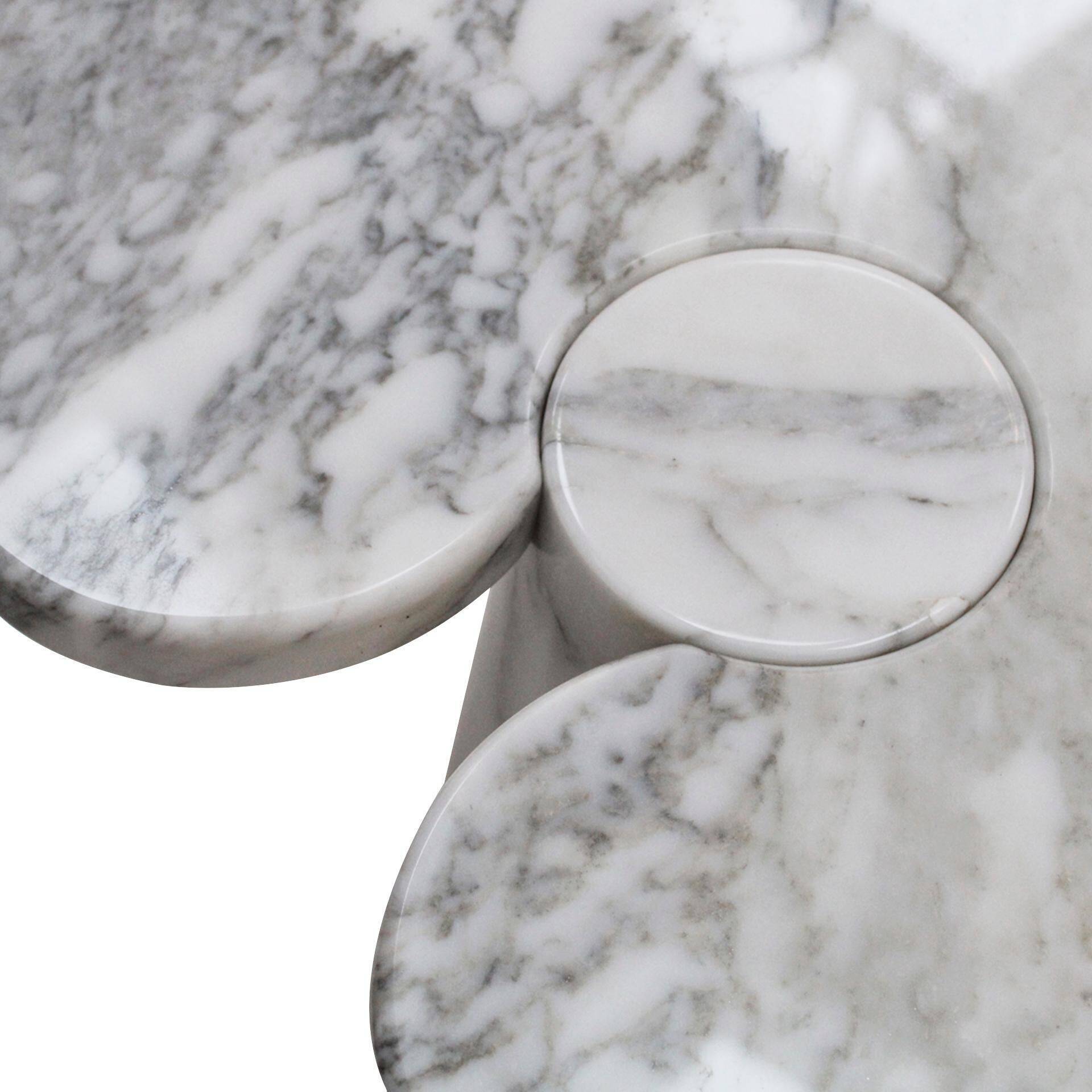 Original Angelo Mangiarotti Italian "Eros" Carrara Marble Side Tables