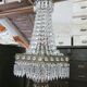 Hexagonal hot air balloon chandelier, glass pendilles, first half of the XX th