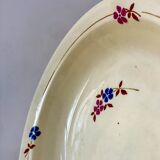 Salad bowl / hollow dish Saint Amand / Céranord hand-painted pink and blue flowers, 1940s
