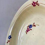 Salad bowl / hollow dish Saint Amand / Céranord hand-painted pink and blue flowers, 1940s