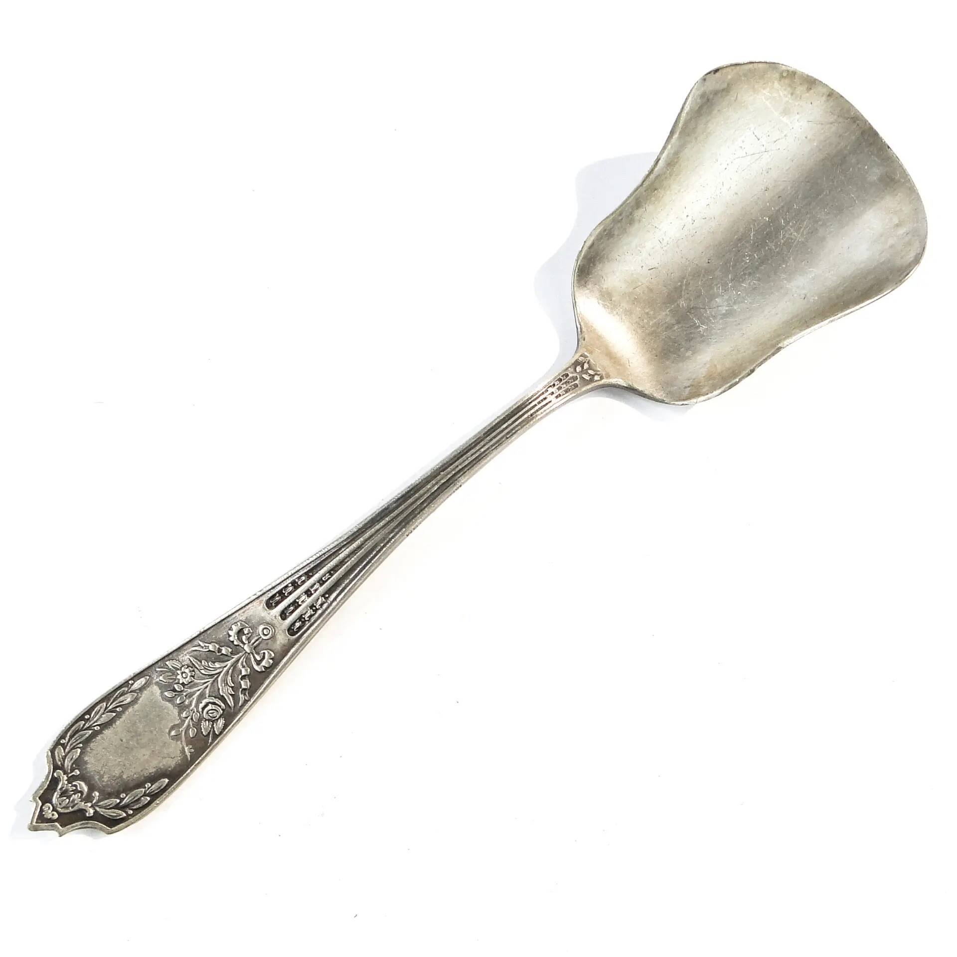 Art Deco sugar spoon, silver-plated brass, Platerstyl, Poland, 1930s