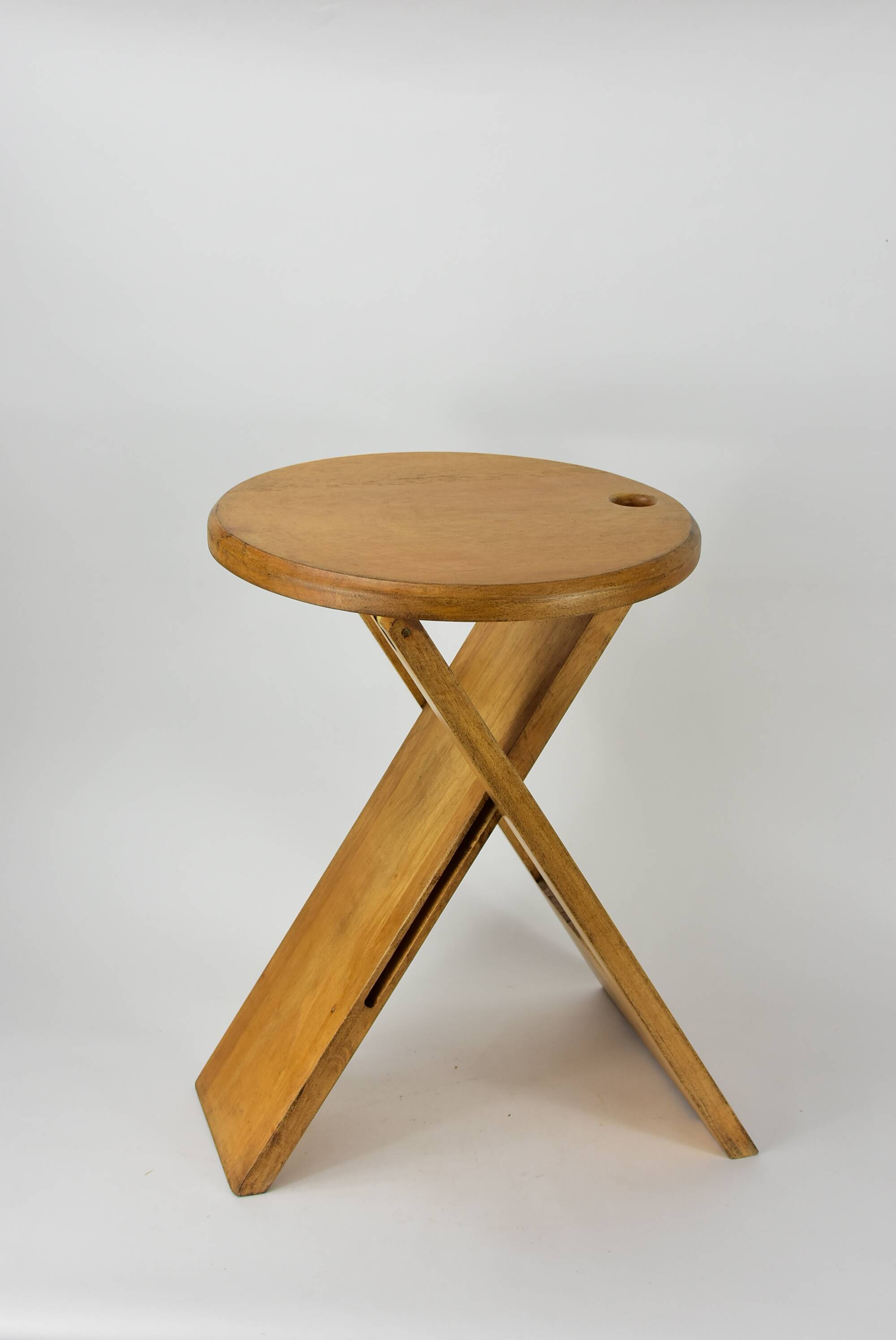 Folding wooden stool