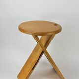 Folding wooden stool
