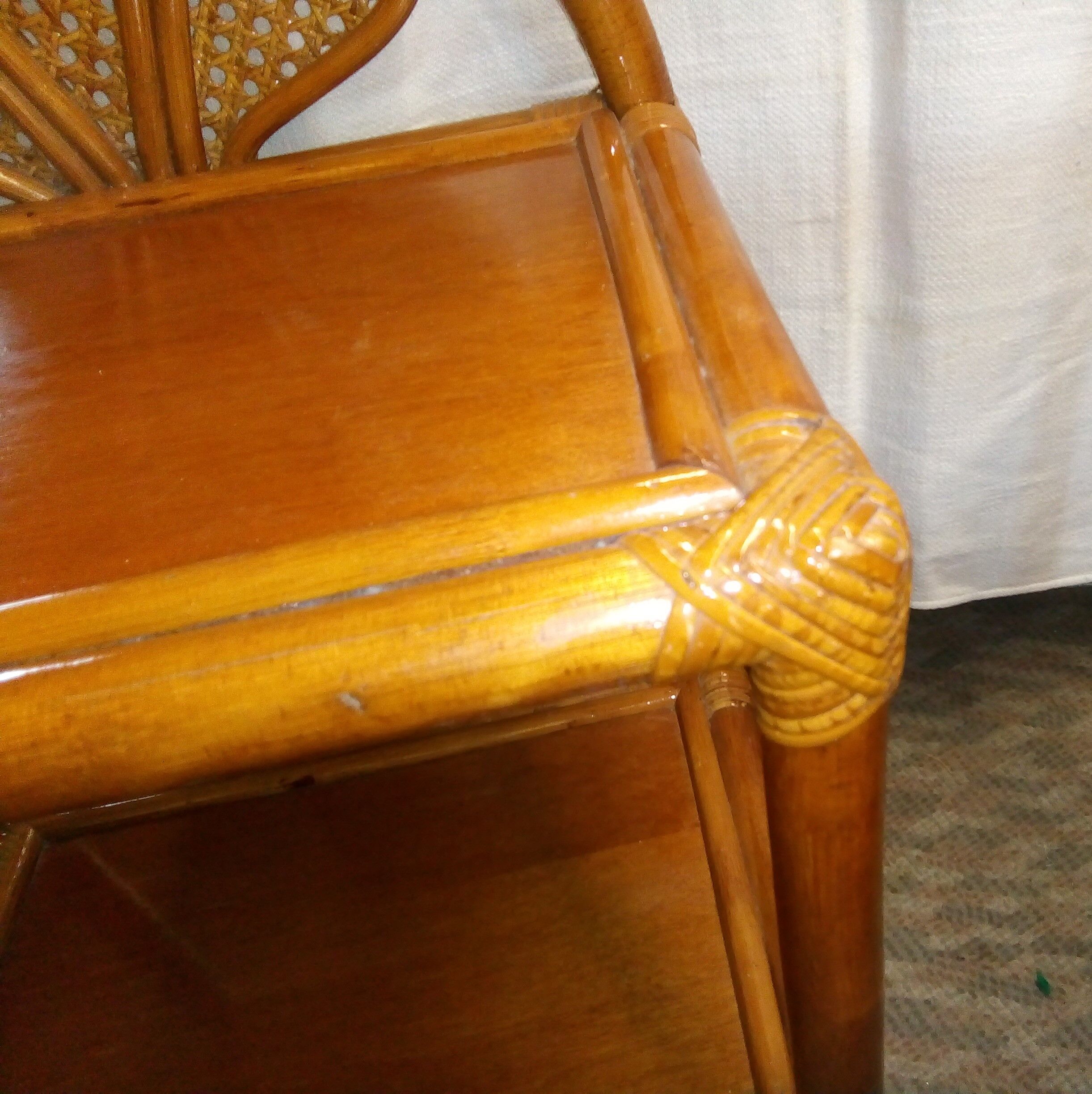 Pair of bedside bamboo rattan night tables