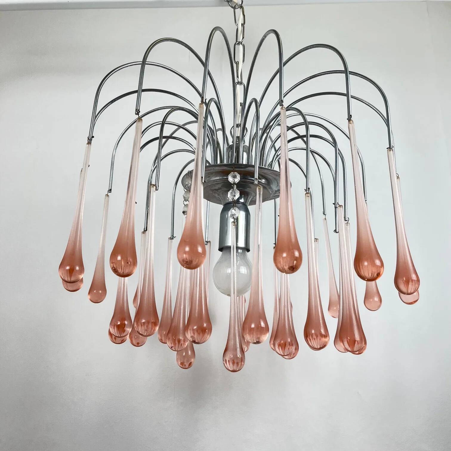 Vintage Murano blown glass chandelier – Italy, 1970s