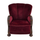 1950s, Danish relax armchair, cherry-red furniture velour, dark beech wood.