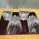 Series of 4 crystal whiskey glasses engraved vine decoration