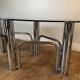 70s chrome and oval smoked glass coffee table
