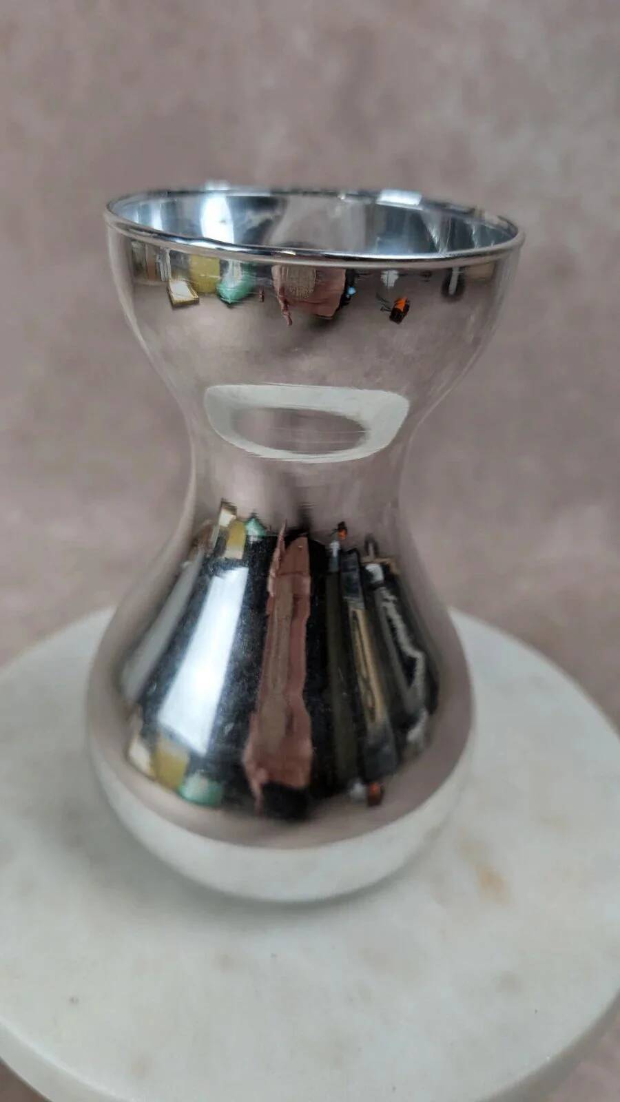 Vintage silvered glass vase