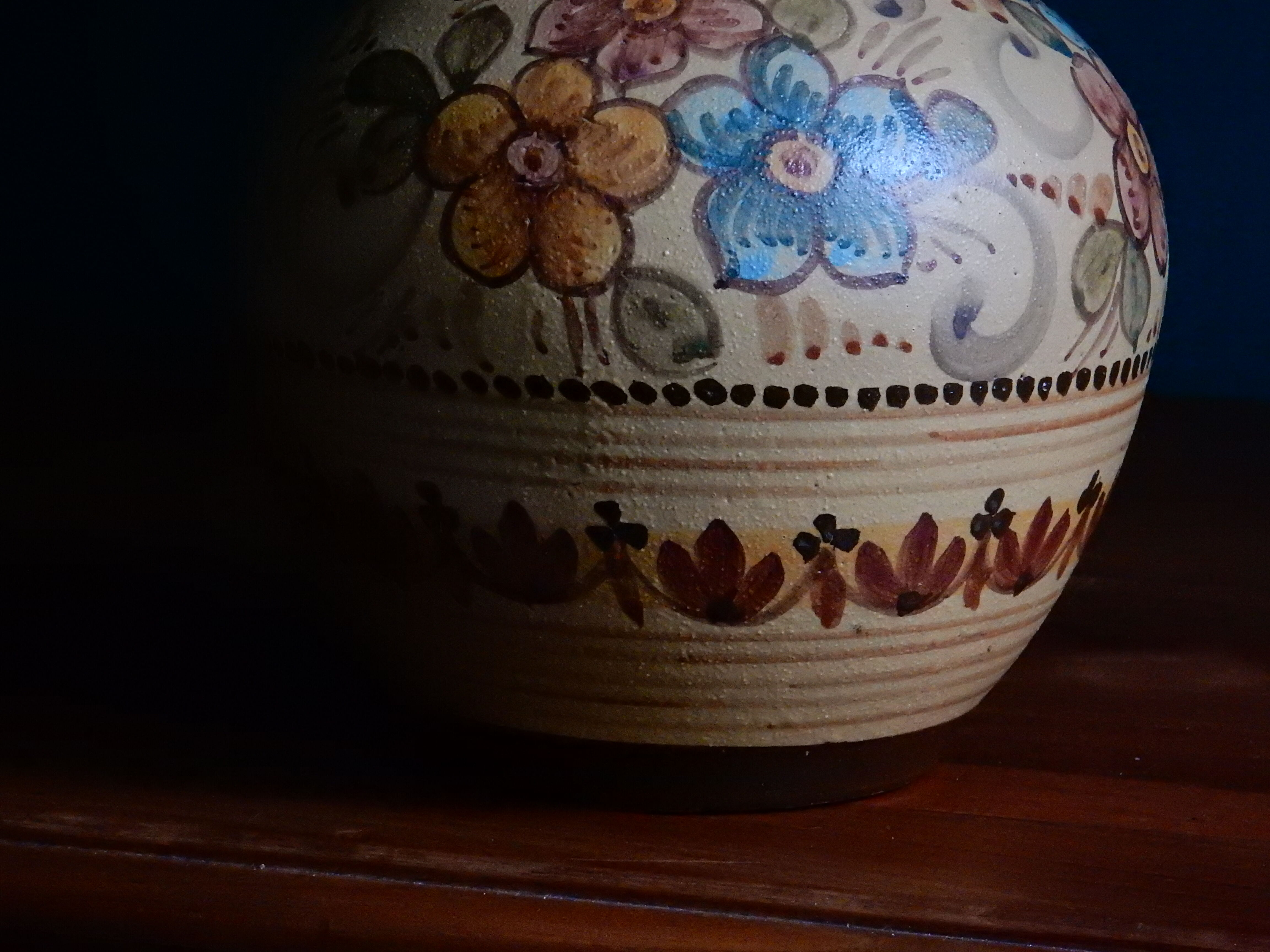 Hand-painted terracotta jug