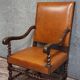 Important antique Louis XIII style office chair, 19th century
