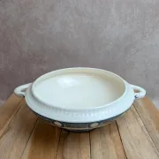 Soupière ancienne en terre de fer Salins – Modèle Saïda – Décor bleu