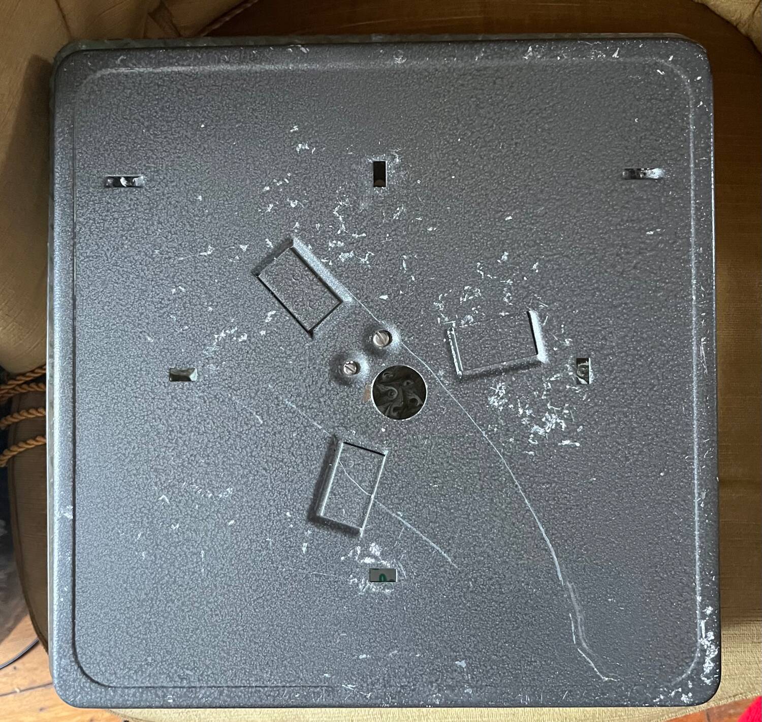 Very large vintage square Holophane wall light or ceiling light.