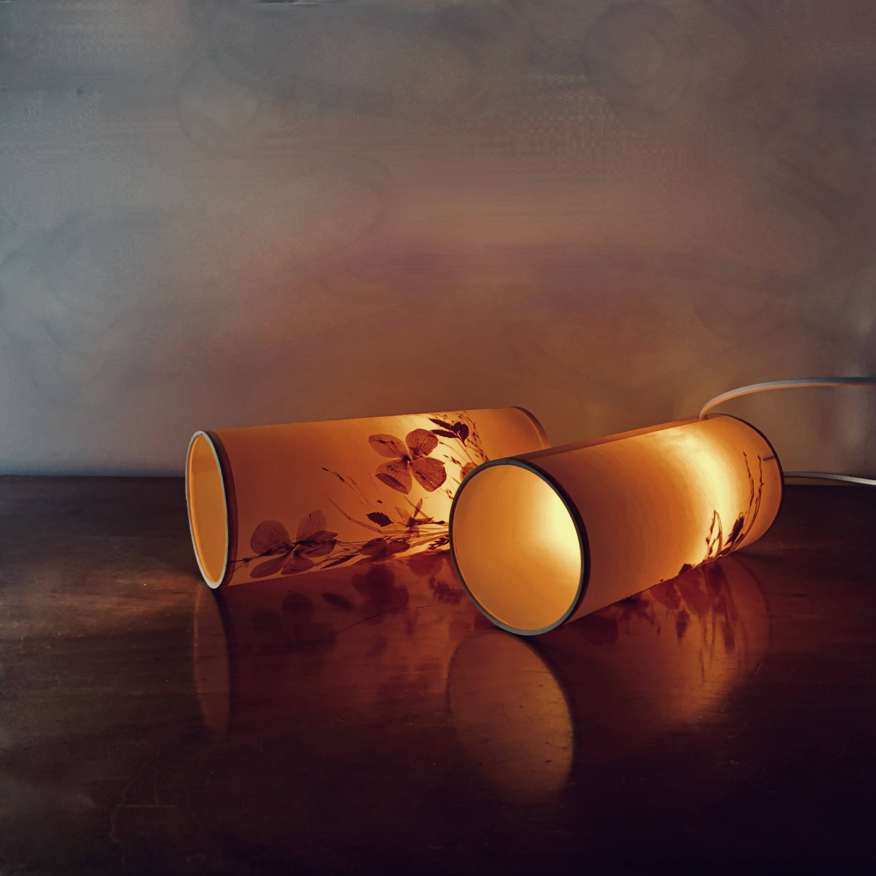 Pair of vintage dried flower lamps