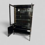 1950s black lacquered two-body display cabinet - bookcase