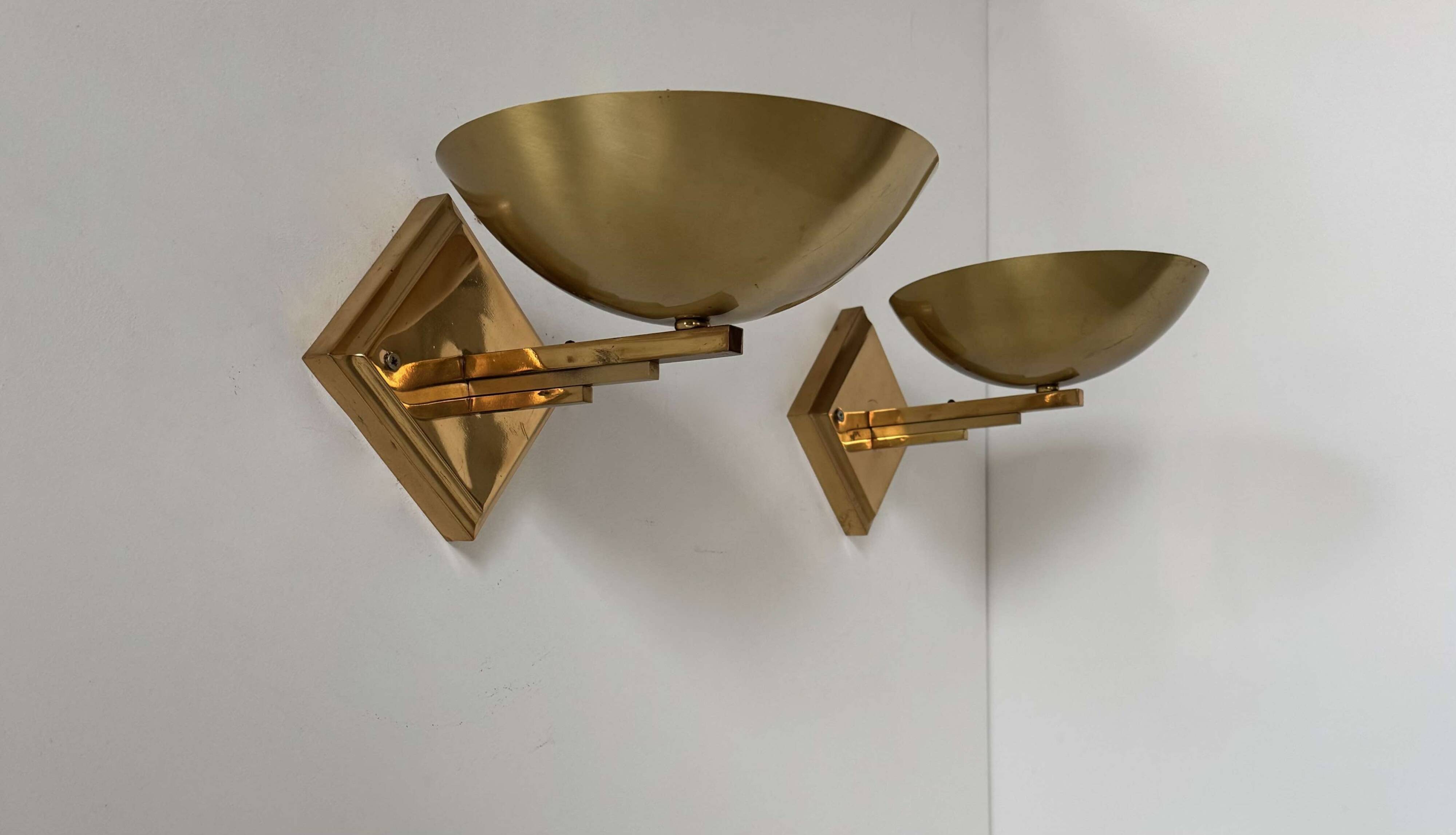 Pair of vintage brass wall lights, France 1970