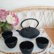 Japanese black cast iron tea set