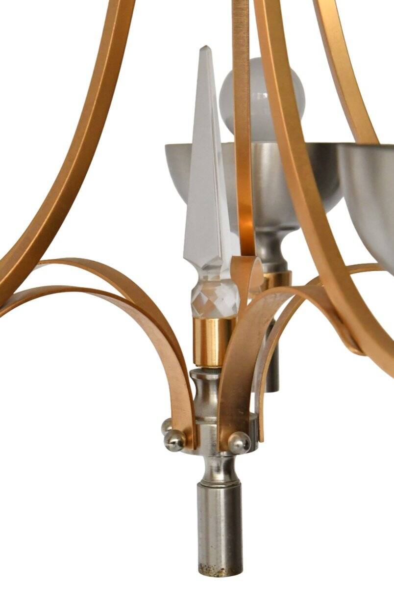 Vintage chandelier in gold and silver metal