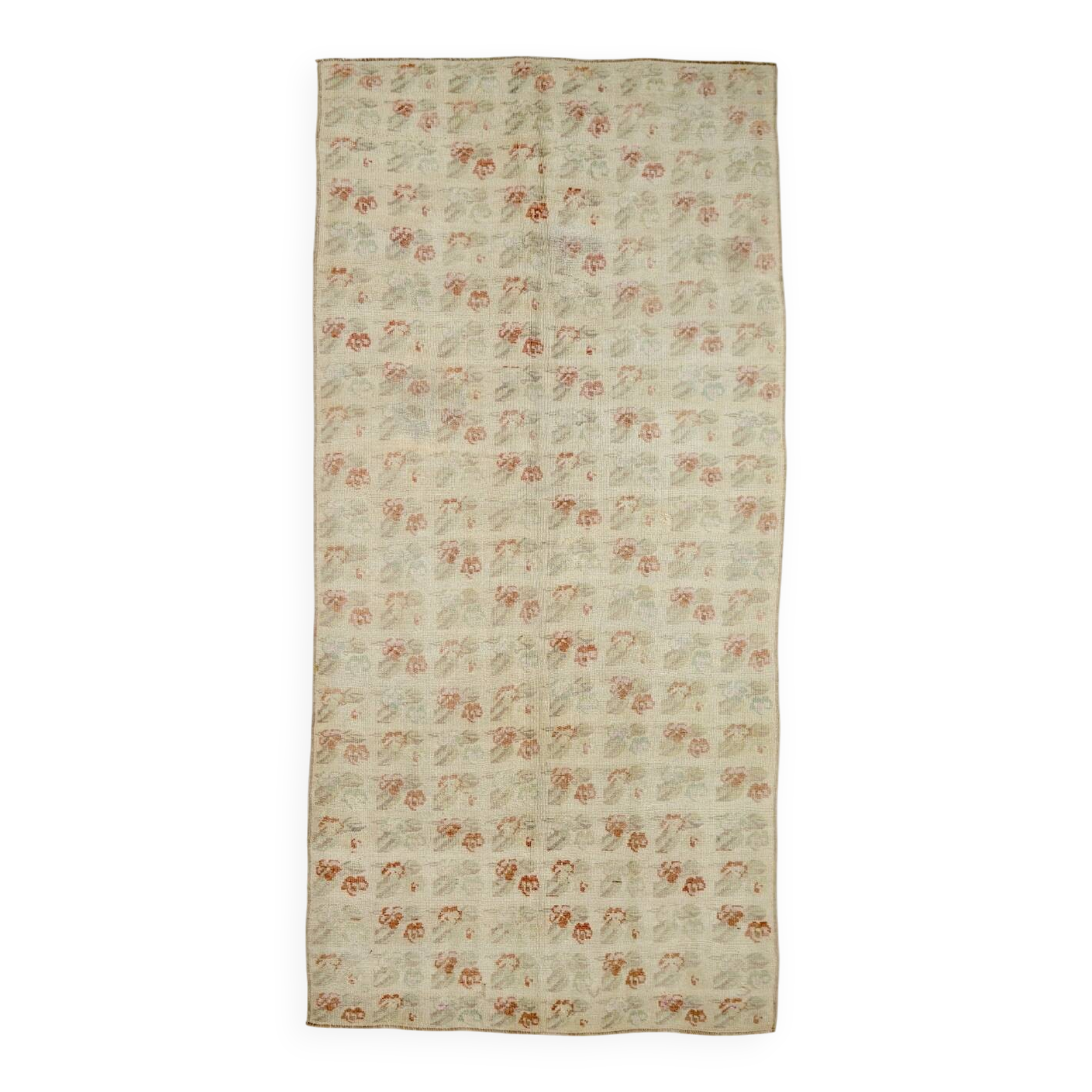 5x10 Floral Pattern Beige & Red Vintage Rug, 153x315Cm