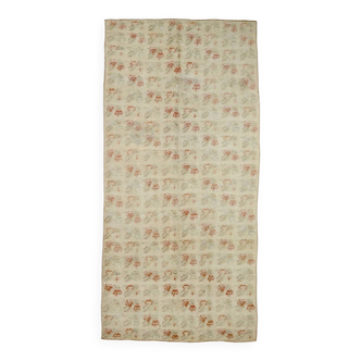 5x10 Floral Pattern Beige & Red Vintage Rug, 153x315Cm