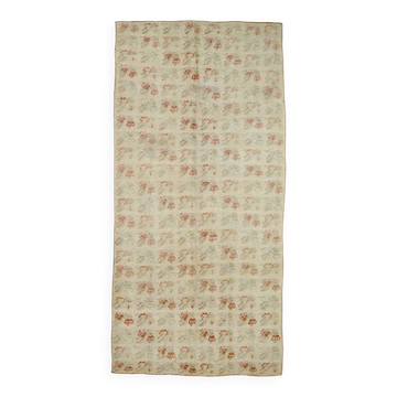 5x10 Floral Pattern Beige & Red Vintage Rug, 153x315Cm