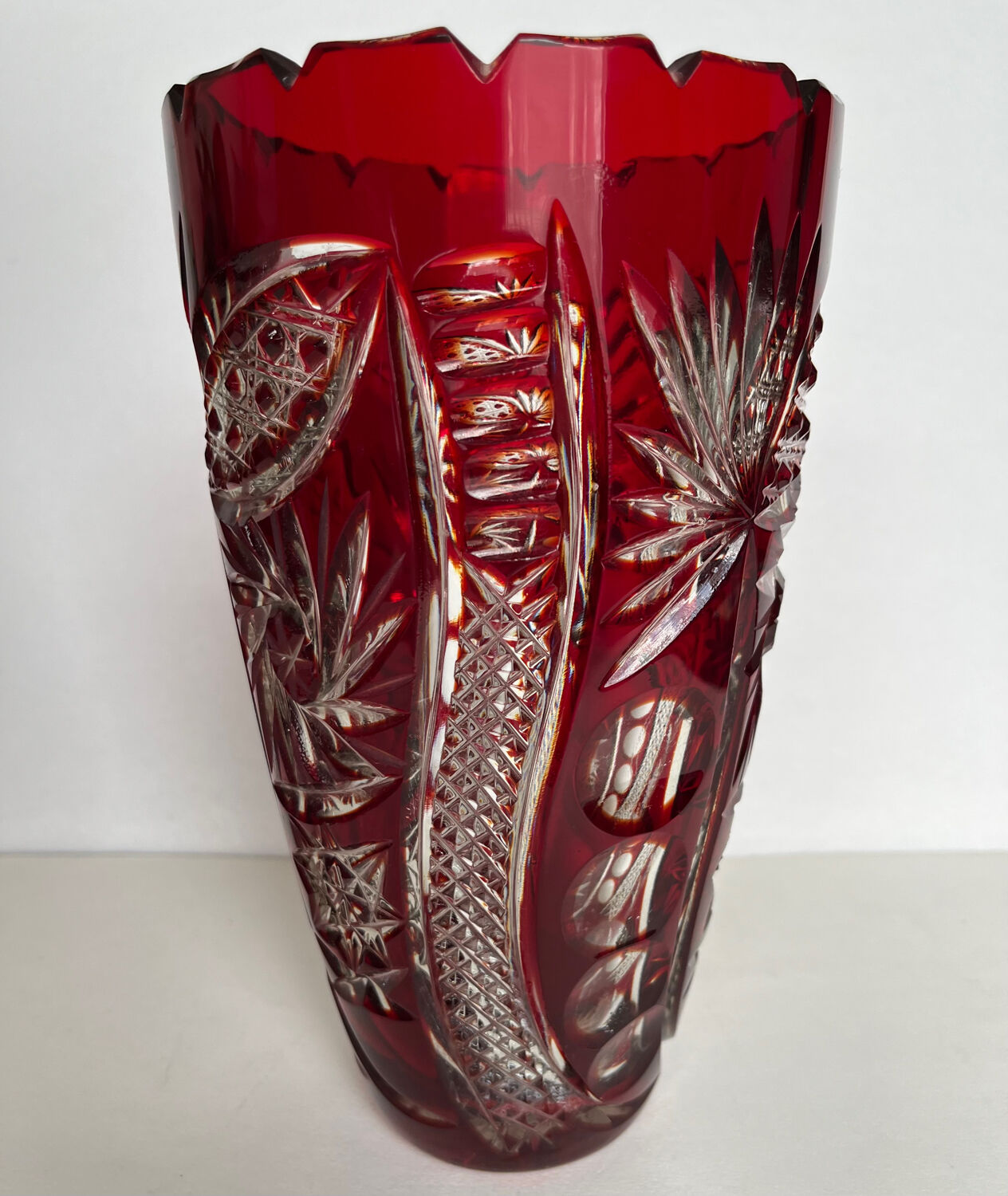 Carved crystal vase