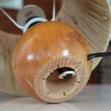 Wooden lamp and raffia lampshade, 70s