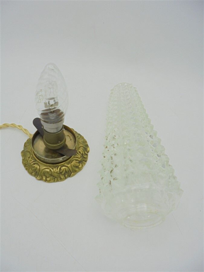 Glass and brass lamp