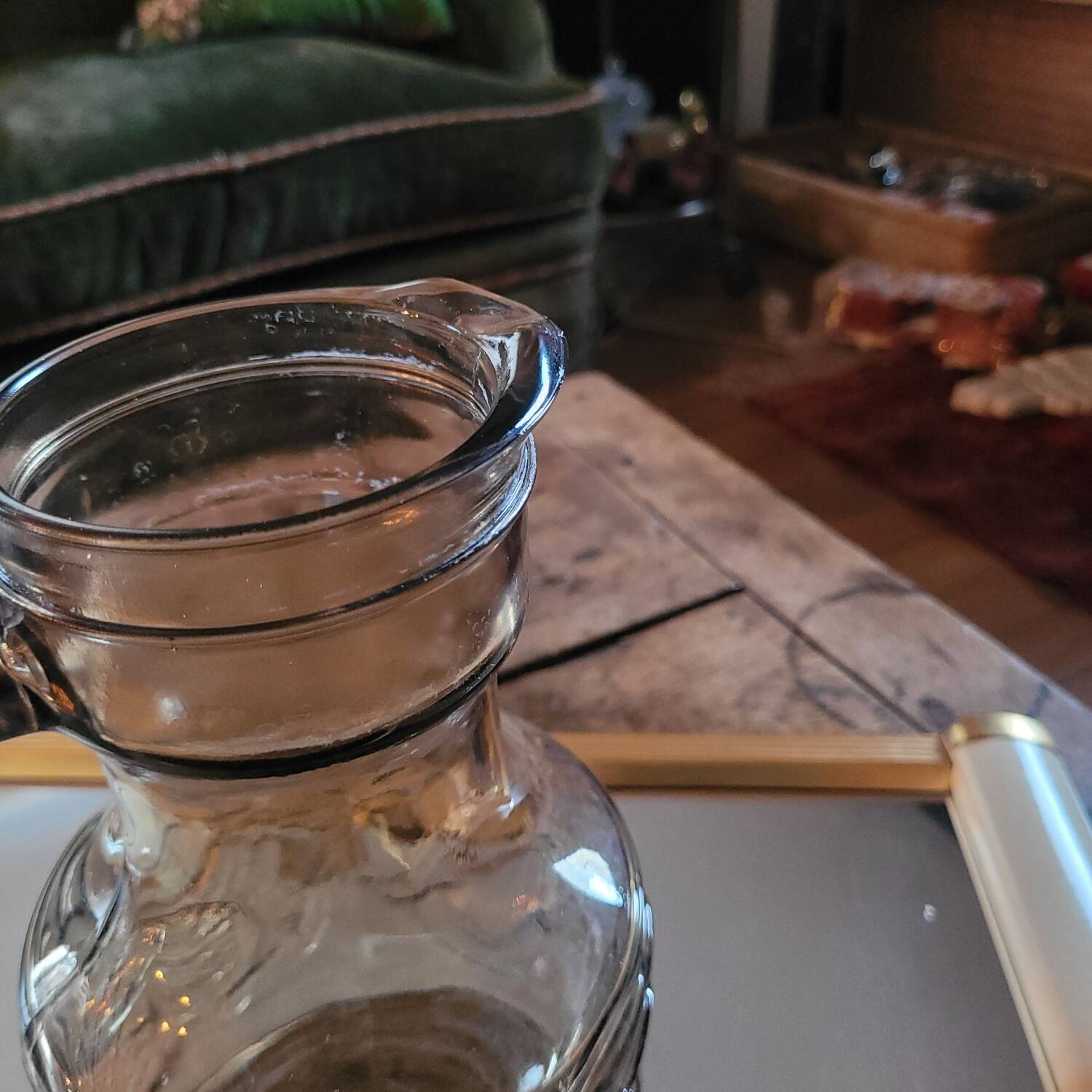 Vintage smoked glass pitcher — 1960s-70s