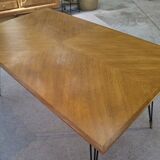 Oak table with cast iron and bronze legs, Italian design, 1960s