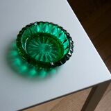 Vintage emerald green glass ashtray