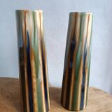 Gustave de Bruyn Pair of Art Nouveau slip vases