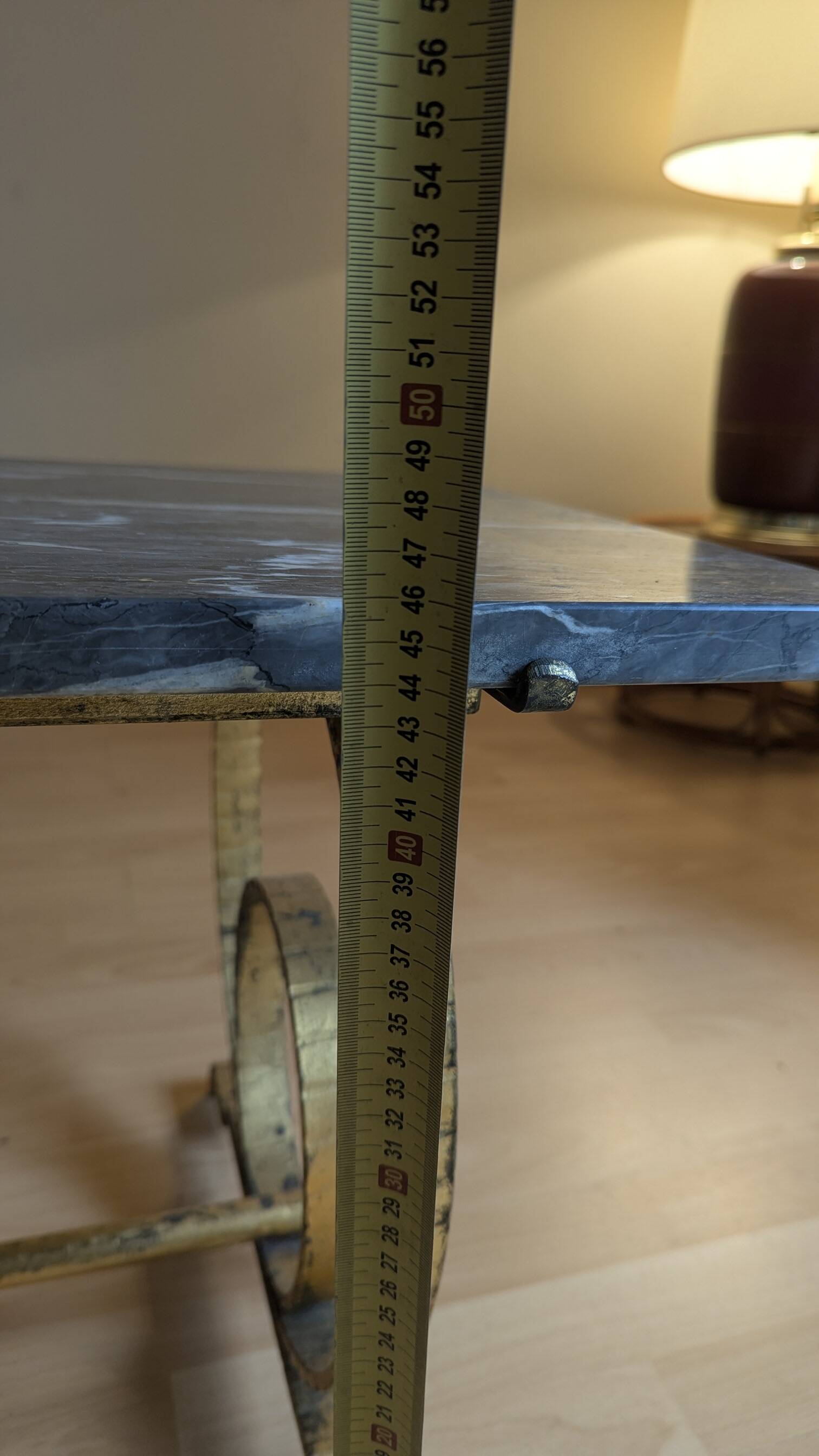 Table basse en marbre gris, année 60-70