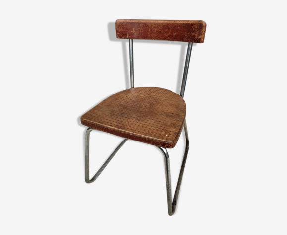 Modernist office chair seated pyroengraved cannage