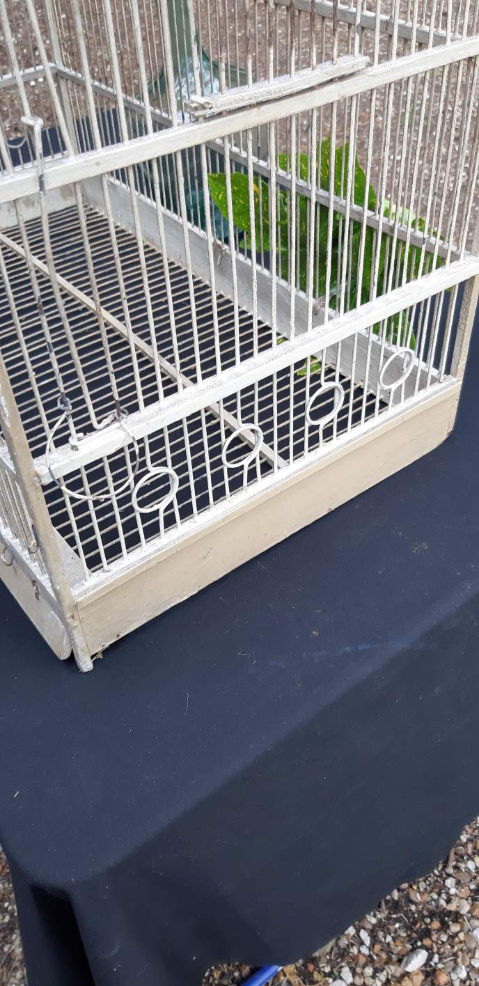 large wooden and iron birdcage 1930s