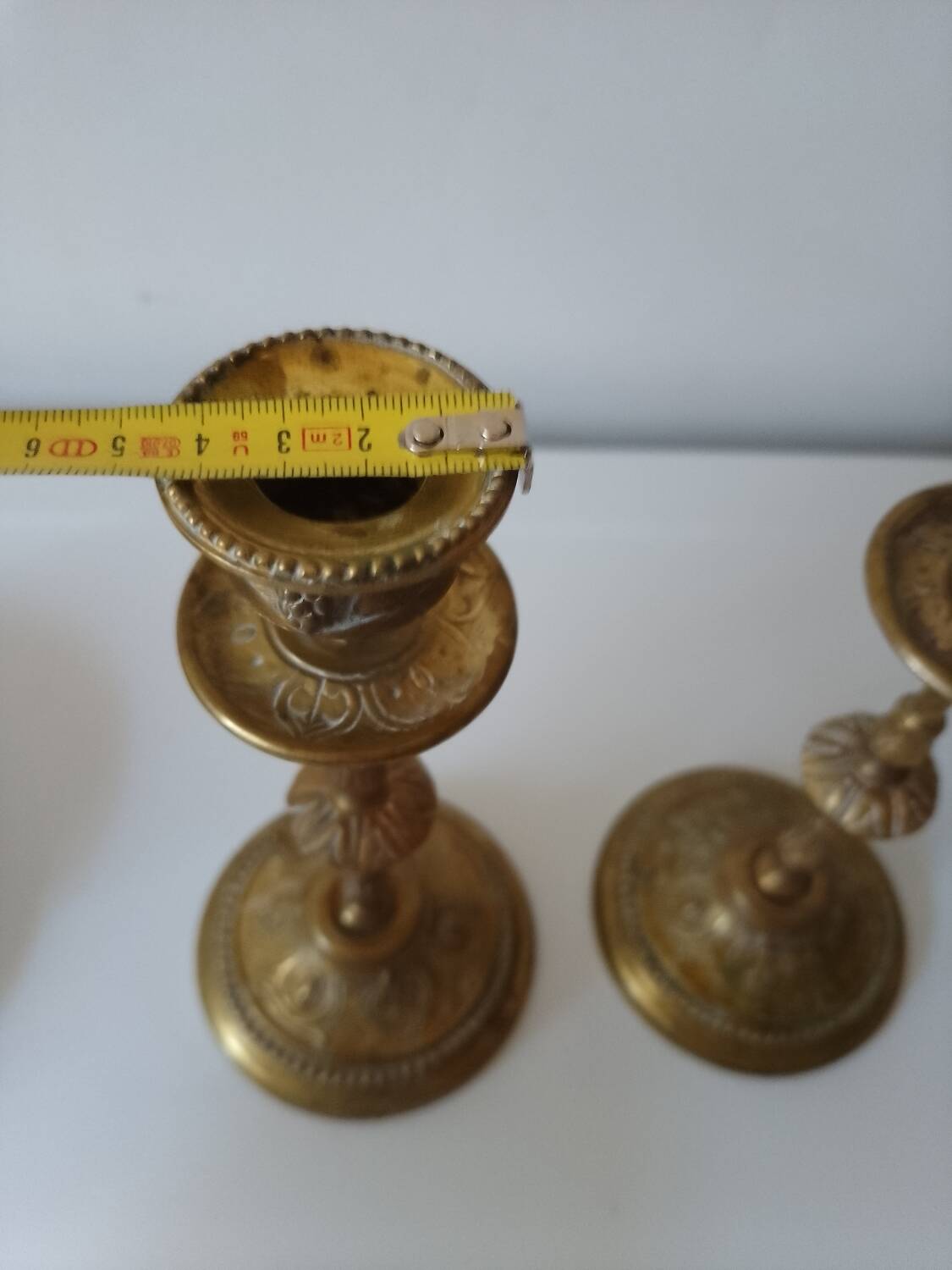 Brass collared candle holders