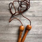 Vintage wood and leather jump rope