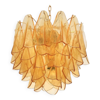 Contemporary Modern Amber "Rondini" Murano Glass Chandelier.