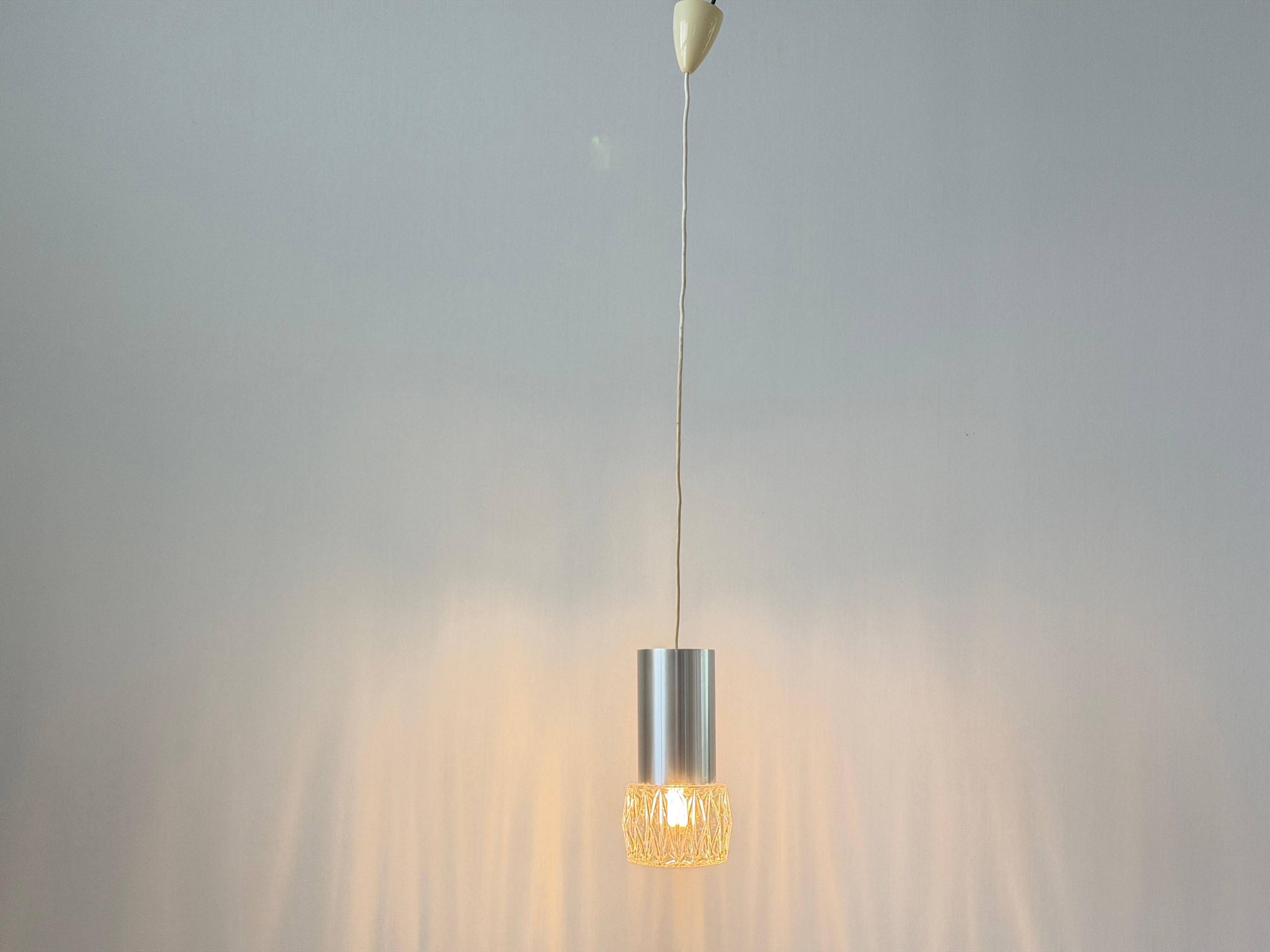 Glass ceiling light with a metal frame, 1960s, Germany