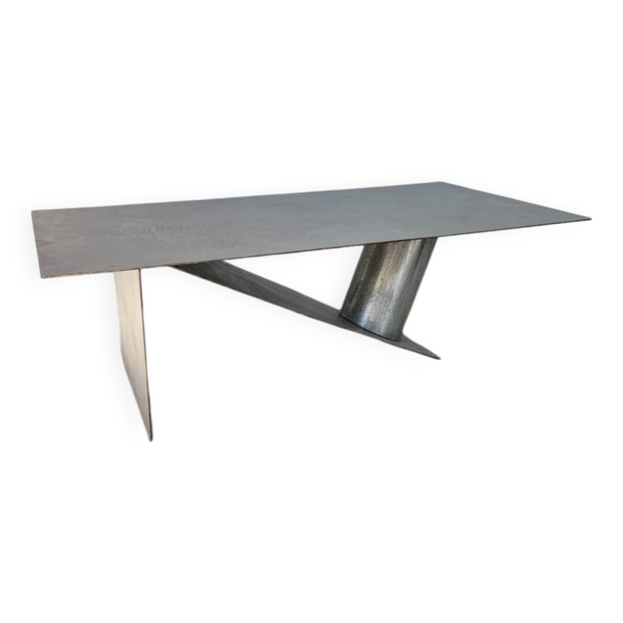 Handcrafted metal coffee table from the 1970s