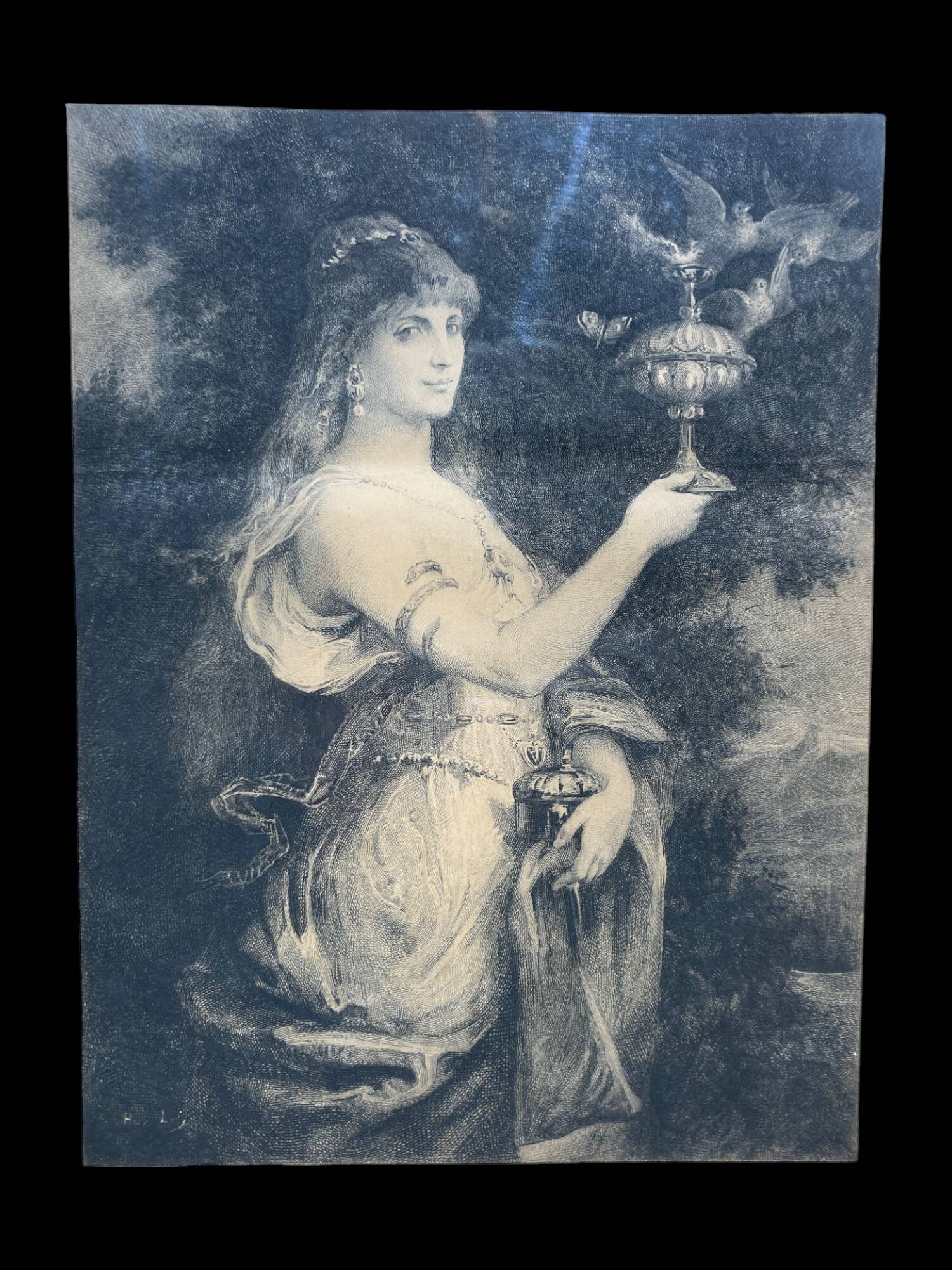 Engraving of a woman.