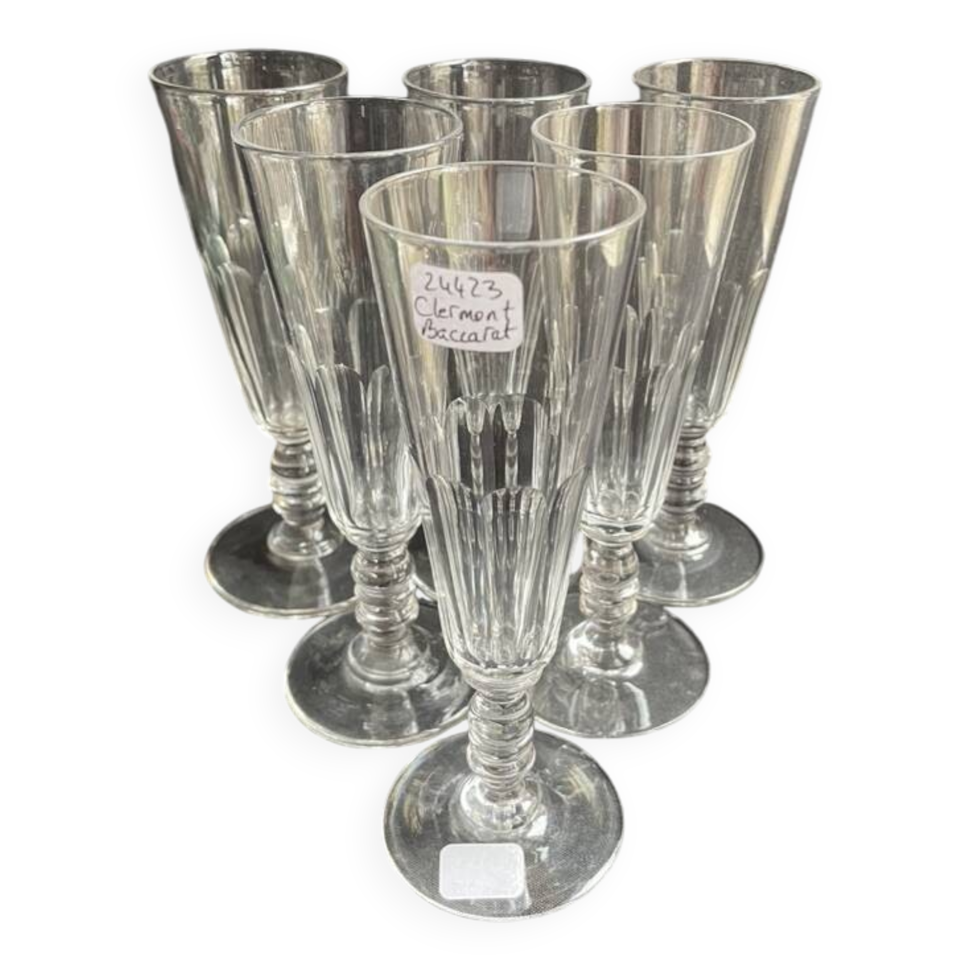 6 Baccarat Clermont 19th century champagne flutes