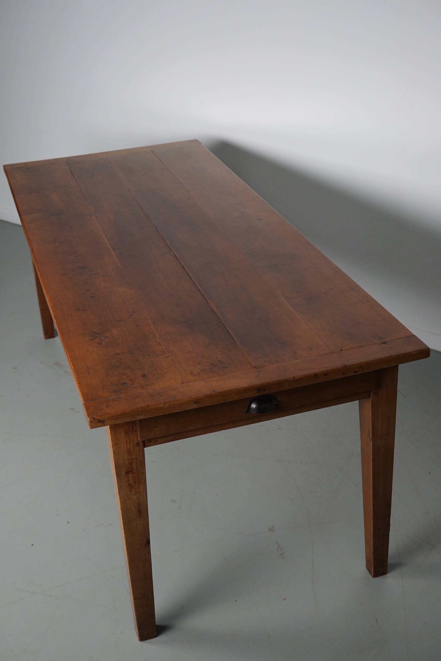 Antique Cherry Early 20th Century French Rustic Farmhouse Dining Table