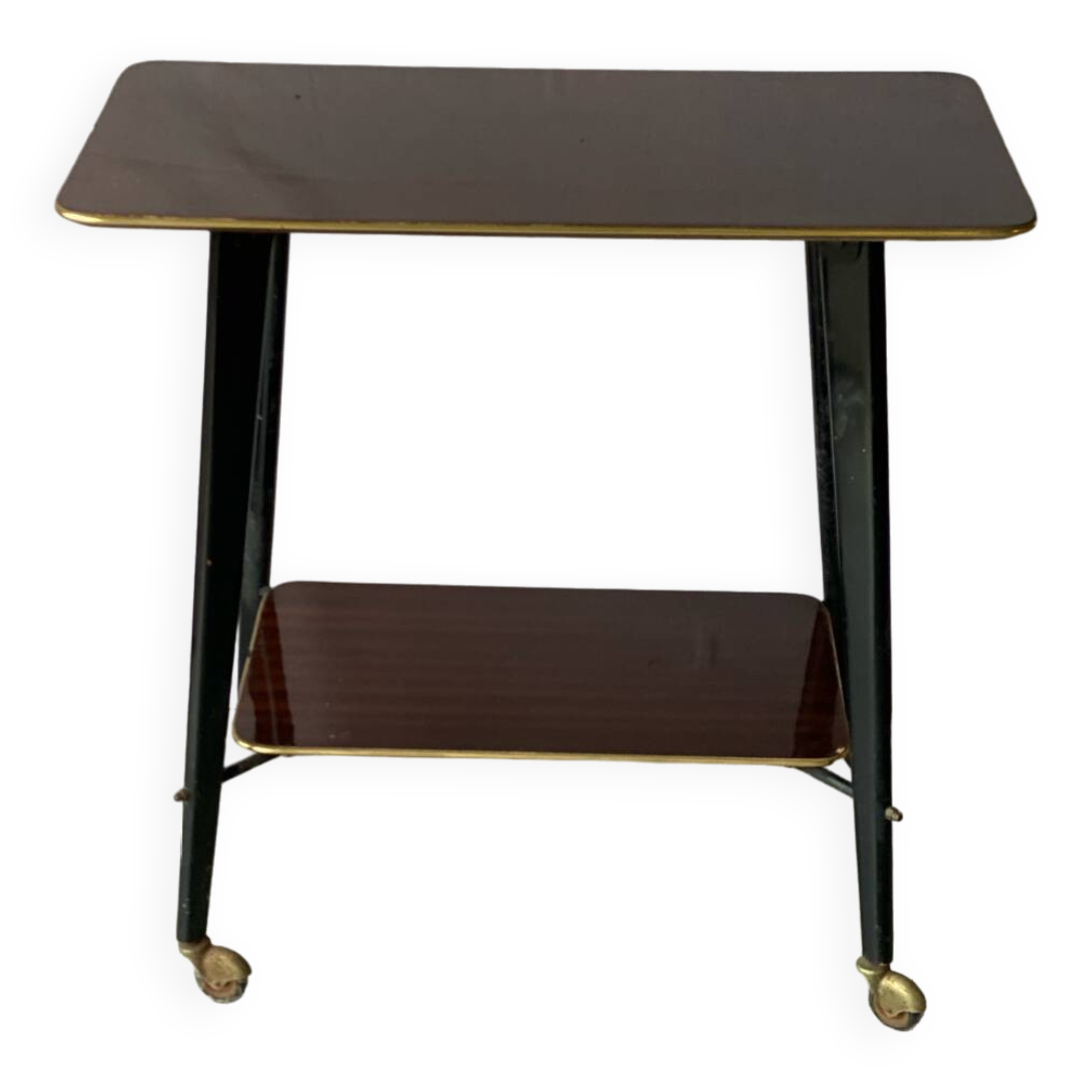 Vintage rosewood serving table on wheels from the 60s