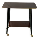 Vintage rosewood serving table on wheels from the 60s