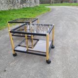 Coffee table golden black and Erard smoked glass