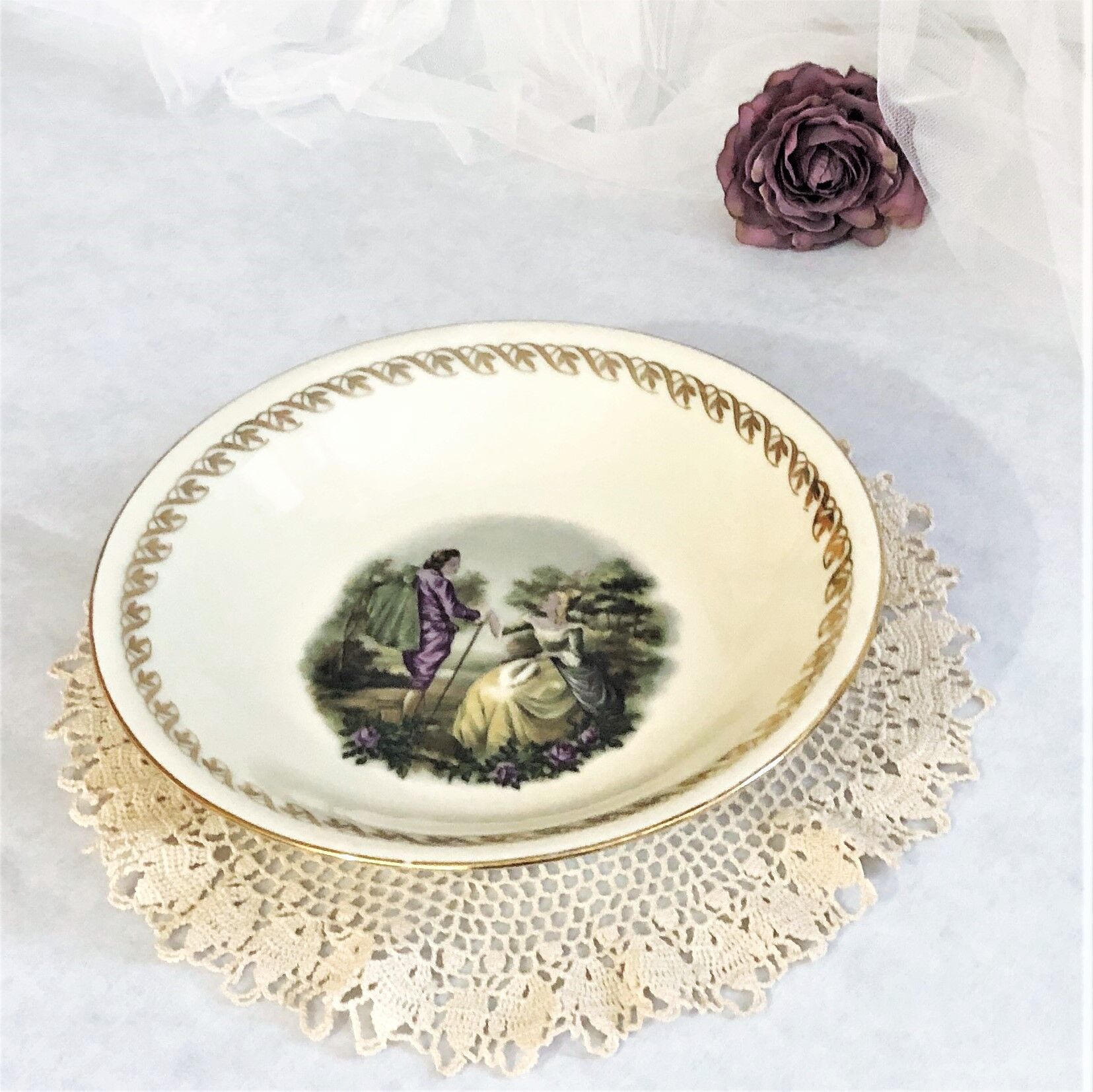 Compotier dish on porcelain piedouche mehun on yevre la gazelle retro