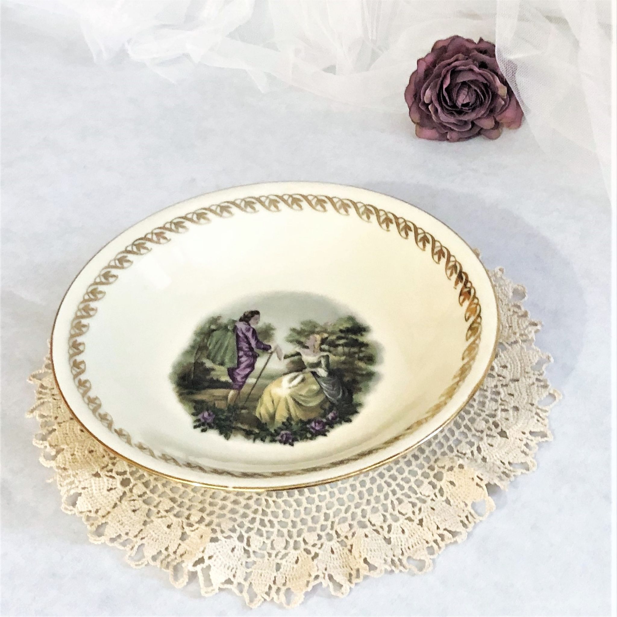 Compotier dish on porcelain piedouche mehun on yevre la gazelle retro